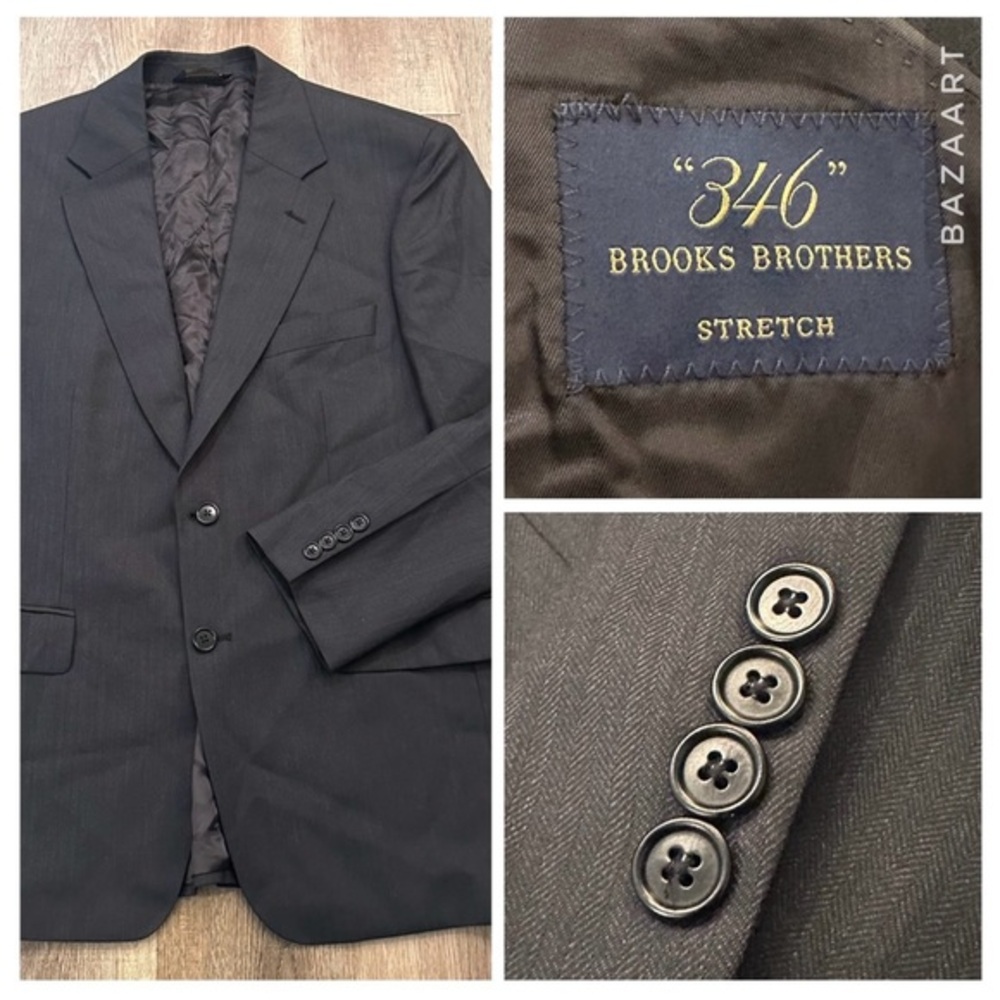Brooks Brothers 40S “346” Stretch Men's Wool blend 2-Button Blazer‎ Charcoal ￼